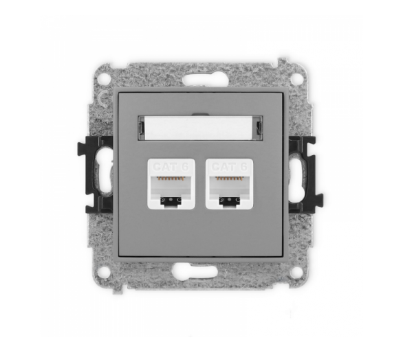 ICON Gniazdo komputerowe 2xRJ45, kat. 6, 8-stykowy szary mat Karlik 27IGK-4