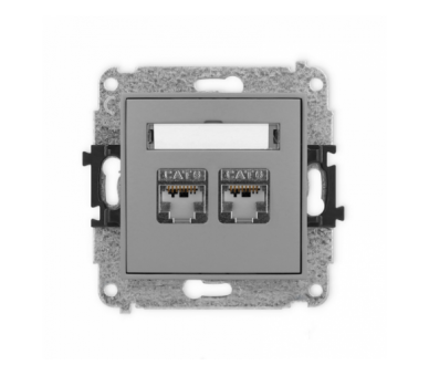 ICON Gniazdo komputerowe 2xRJ45, kat. 6, ekranowane, 8-stykowy szary mat Karlik 27IGK-6