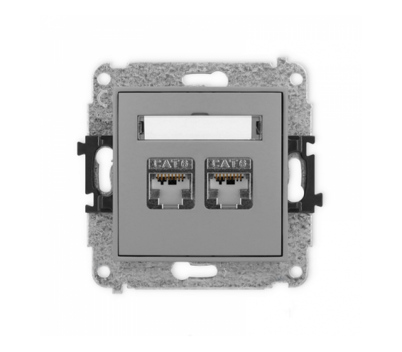 ICON Gniazdo komputerowe 2xRJ45, kat. 6, ekranowane, 8-stykowy szary mat Karlik 27IGK-6