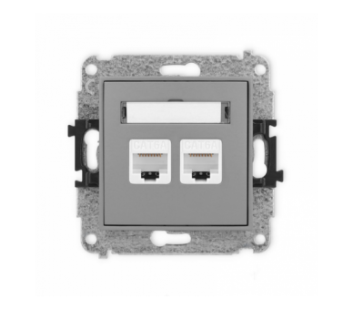 ICON Gniazdo komputerowe 2xRJ45, kat. 6A, 8-stykowy szary mat Karlik 27IGK-8