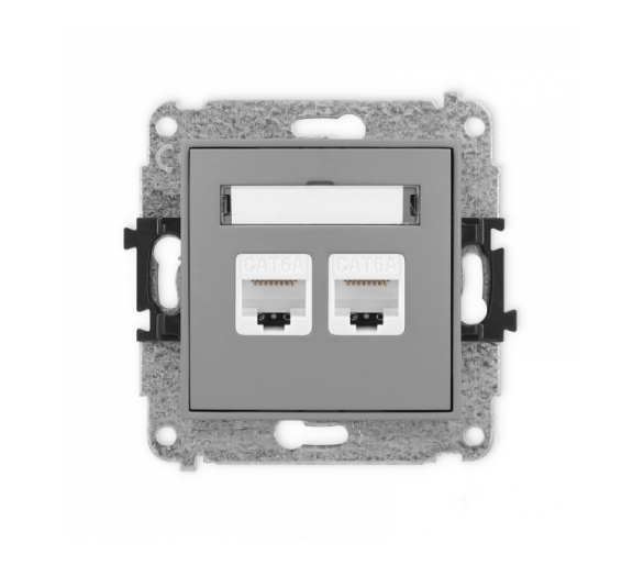 ICON Gniazdo komputerowe 2xRJ45, kat. 6A, 8-stykowy szary mat Karlik 27IGK-8