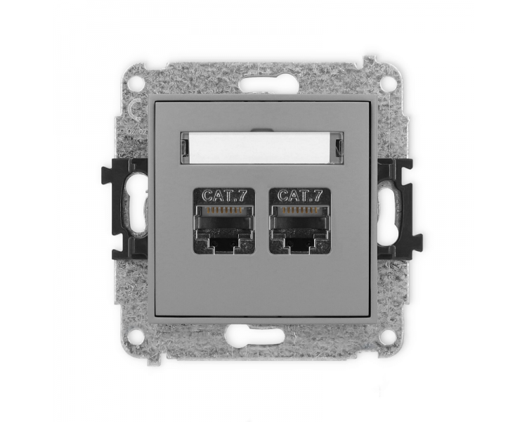 ICON Gniazdo komputerowe 2xRJ45, kat. 7, ekranowane, 8-stykowy szary mat Karlik 27IGK-10