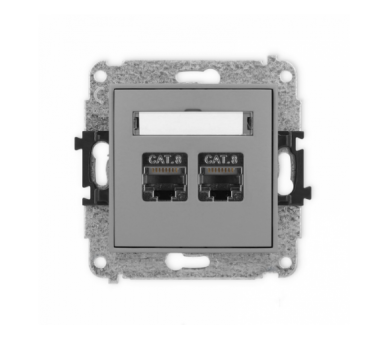 ICON Gniazdo komputerowe 2xRJ45, kat. 8, ekranowane, 8-stykowy szary mat Karlik 27IGK-12