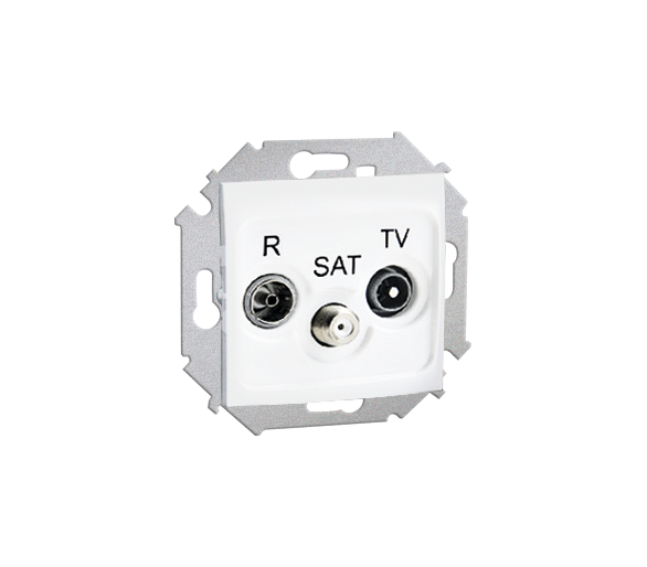Gniazdo antenowe R-TV-SAT przelotowe tłum.:10dB biały 1591467-030