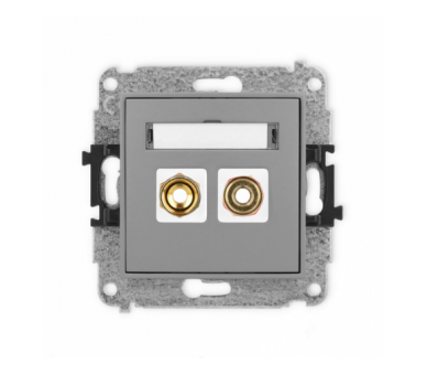 ICON Gniazdo głośnikowe pojedyncze (typu banan - czerwony i czarny, pozłacany, 4 mm2, skręcany) szary mat Karlik 27IGG-4