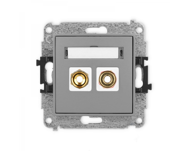 ICON Gniazdo głośnikowe pojedyncze (typu banan - czerwony i czarny, pozłacany, 4 mm2, skręcany) szary mat Karlik 27IGG-4