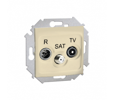 Gniazdo antenowe R-TV-SAT przelotowe tłum.:10dB beżowy 1591467-031