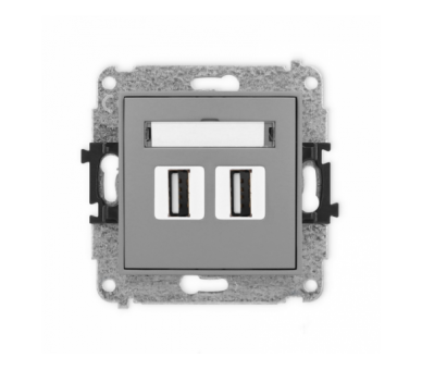 ICON Gniazdo podwójne 2xUSB A-A 2.0 szary mat Karlik 27IGUSB-2