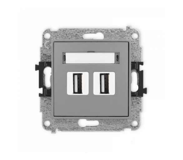 ICON Gniazdo podwójne 2xUSB A-A 2.0 szary mat Karlik 27IGUSB-2