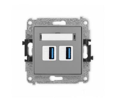 ICON Gniazdo podwójne 2xUSB A-A 3.0 szary mat Karlik 27IGUSB-6