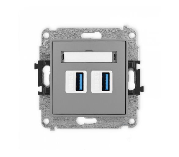 ICON Gniazdo podwójne 2xUSB A-A 3.0 szary mat Karlik 27IGUSB-6