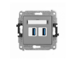 ICON Gniazdo podwójne 2xUSB A-A 3.0 szary mat Karlik 27IGUSB-6