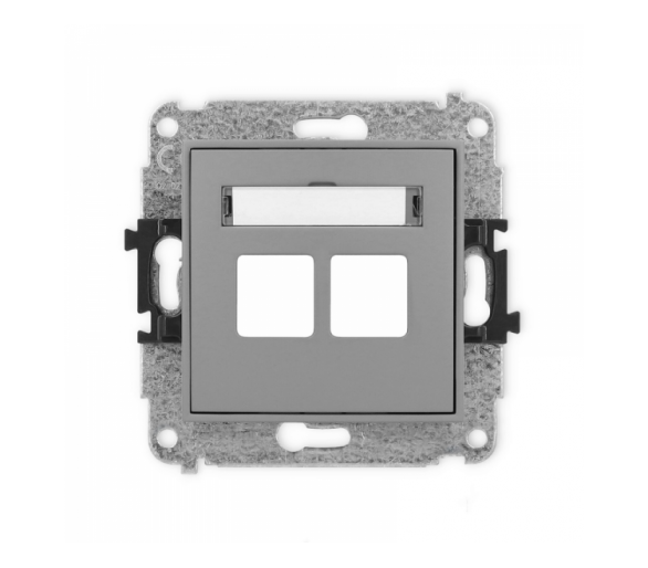 ICON Gniazdo antenowe multimedialne podwójnego bez modułu (standard Keystone) szary mat Karlik 27IGM-2P