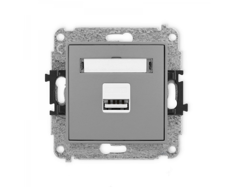 ICON Ładowarka pojedyncza 1xUSB, 5V, 1A szary mat Karlik 27ICUSB-1