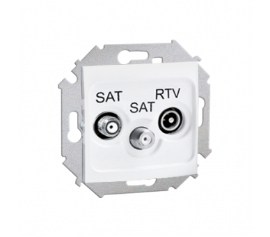 Gniazdo antenowe SAT-SAT-RTV satelitarne podwójne tłum.:1dB biały 1591038-030