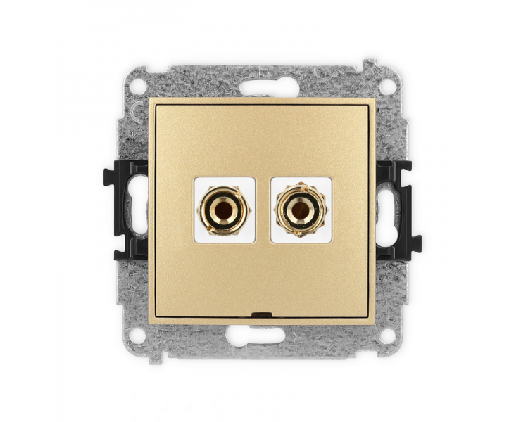 ICON Gniazdo głośnikowe pojedyncze, bez opisu (banan czerwony i czarny, złoc., 4 mm2, do lutowania) złoty Karlik 29IGGBO-3