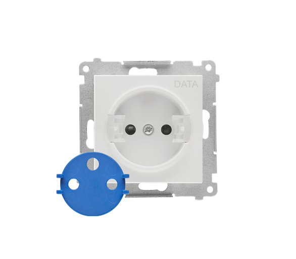Pokrywa gniazda wtyczkowego pojedynczego z kluczem DATA do: SGZ1CM/ SGZ1M, Jasnoszary mat Simon 55 TGD1ZP/114