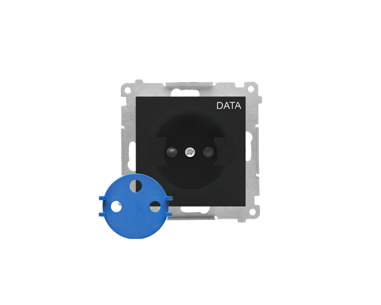 Pokrywa gniazda wtyczkowego pojedynczego z kluczem DATA do: SGZ1CM/ SGZ1M, Czarny mat Simon 55 TGD1ZP/149