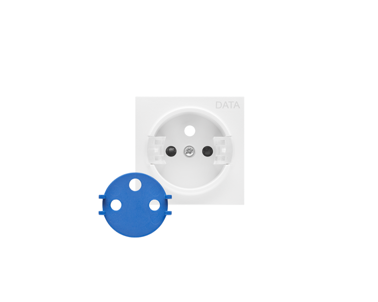 Pokrywa gniazda wtyczkowego pojedynczego z kluczem DATA do: SGZ1CM/ SGZ1M, Antybakteryjny, Biały mat Simon 55 TGD1ZP/AB111