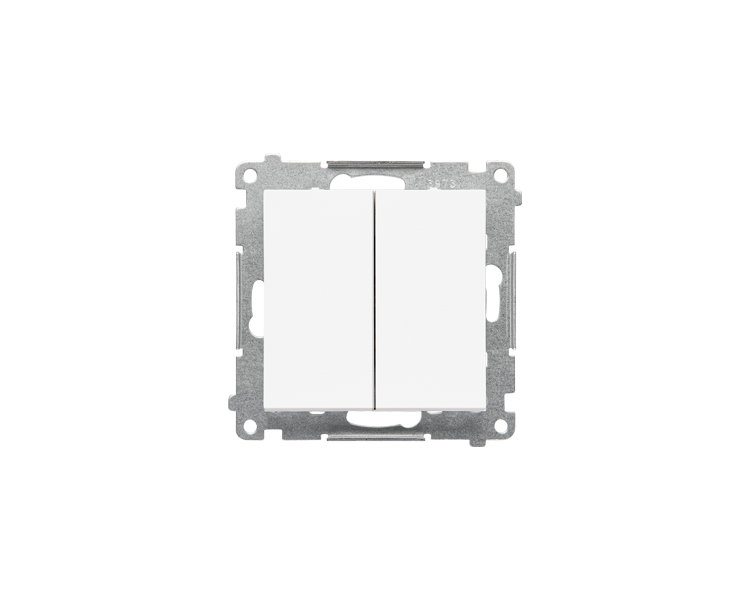 Łącznik jednobiegunowy + przycisk zwierny – 2 klawisze (moduł) 16 AX, 250 V~, zaciski gwintowe, Biały mat Simon 55 TW1P1A.01/111