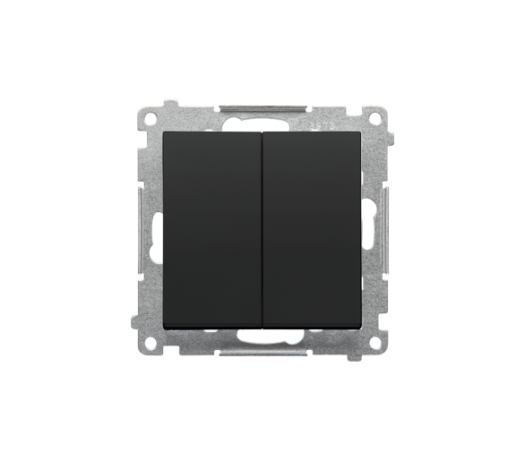 Łącznik jednobiegunowy + przycisk zwierny – 2 klawisze (moduł) 16 AX, 250 V~, zaciski gwintowe, Czarny mat Simon 55 TW1P1A.01/149