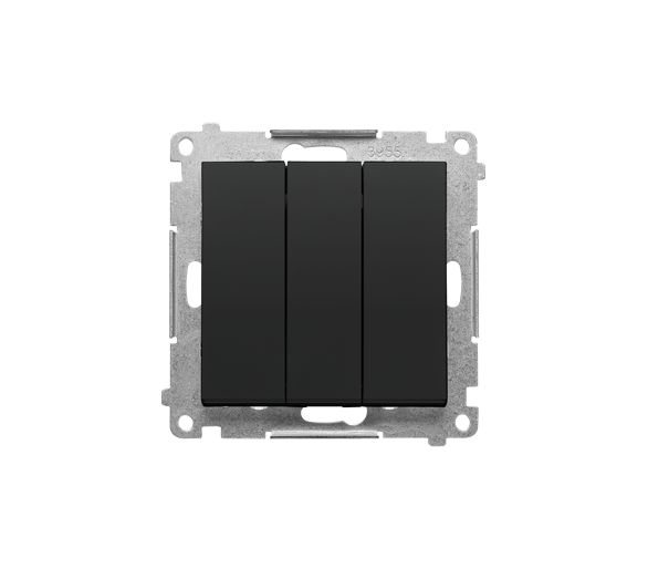 Łącznik potrójny z podświetleniem LED (moduł) 10 AX, 250 V~, szybkozłącza, Czarny mat Simon 55 TW31L.01/149