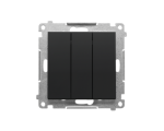 Przycisk potrójny z podświetleniem LED (moduł) 10 AX, 250 V~, szybkozłącza, Czarny mat Simon 55 TP31L.01/149