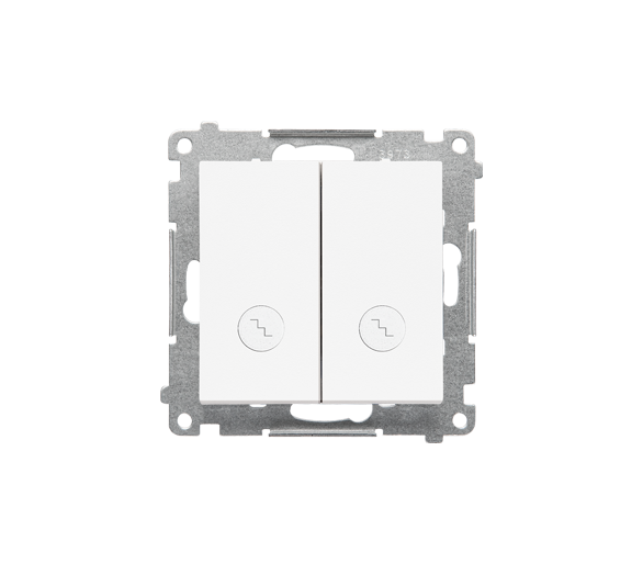 Łącznik schodowy podwójny z podświetleniem – osobne podświetlenie dla każdego klawisza (moduł) 10 AX, 250 V~, szybkozłącza, Biały mat Simon 55 TW6/2L2.01/111