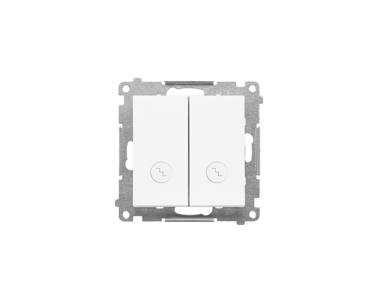 Łącznik schodowy podwójny z podświetleniem – osobne podświetlenie dla każdego klawisza (moduł) 10 AX, 250 V~, szybkozłącza, Biały mat Simon 55 TW6/2L2.01/111