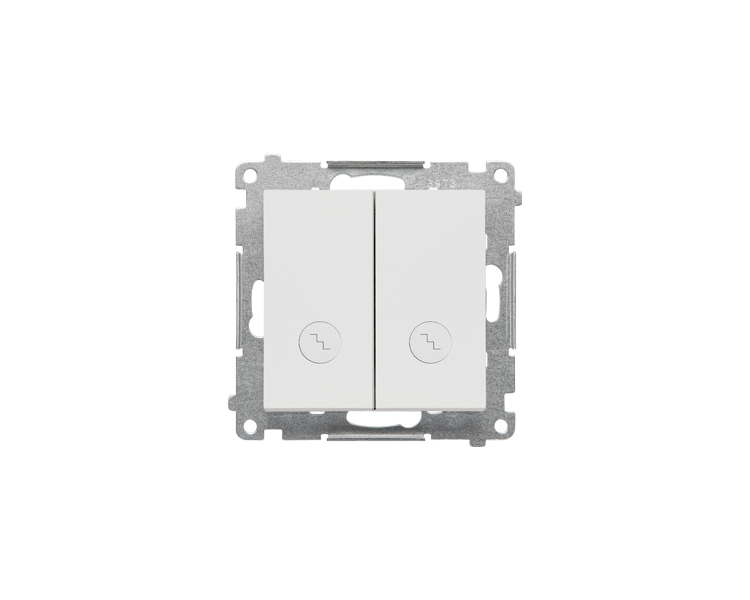 Łącznik schodowy podwójny z podświetleniem – osobne podświetlenie dla każdego klawisza (moduł) 10 AX, 250 V~, szybkozłącza, Jasnoszary mat Simon 55 TW6/2L2.01/114