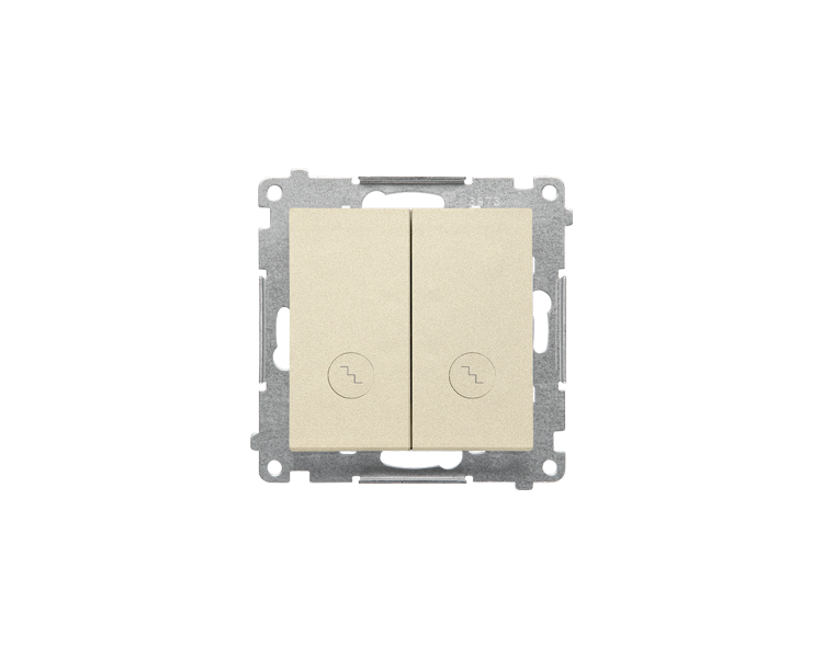 Łącznik schodowy podwójny z podświetleniem – osobne podświetlenie dla każdego klawisza (moduł) 10 AX, 250 V~, szybkozłącza, Szampański mat Simon 55 TW6/2L2.01/144