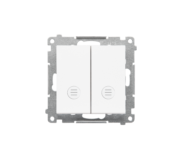 Łącznik krzyżowy podwójny z podświetleniem (moduł) 10 AX, 250 V~, szybkozłącza, Biały mat Simon 55 TW7/2L2.01/111