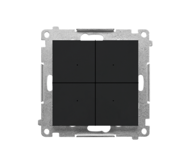 Łącznik elektroniczny 4-krotny z funkcją przycisku lub łącznika czasowego, do sterownia niezależnie 4 obwodami, 230 V (moduł), Czarny mat Simon 55 TEW4.01/149