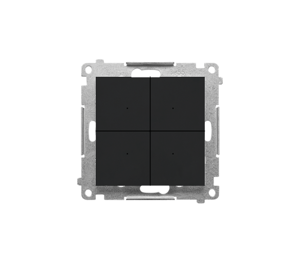Łącznik elektroniczny 4-krotny z funkcją przycisku lub łącznika czasowego, do sterownia niezależnie 4 obwodami, 230 V (moduł), Czarny mat Simon 55 TEW4.01/149