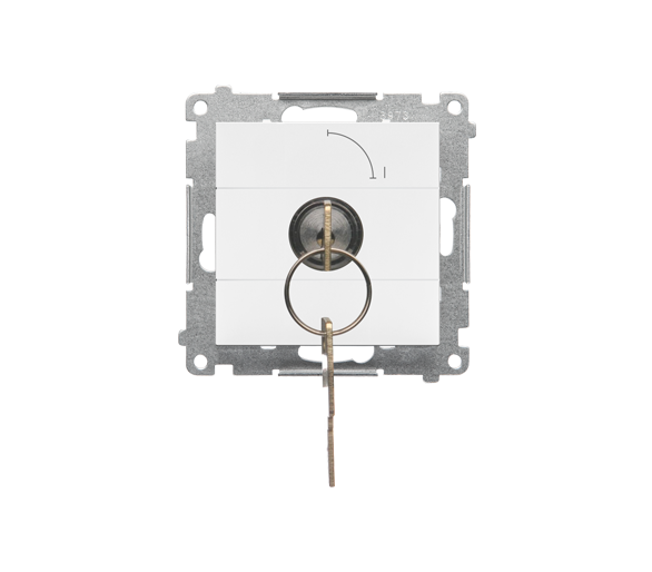 Łącznik na kluczyk jednobiegunowy (moduł) 2 pozycyjny 0-I styk N/O, 5 A, 250 V~, Biały mat Simon 55 TW1K.01/111