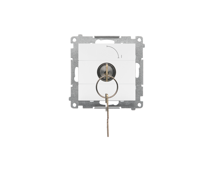 Łącznik na kluczyk jednobiegunowy (moduł) 2 pozycyjny 0-I styk N/O, 5 A, 250 V~, Biały mat Simon 55 TW1K.01/111