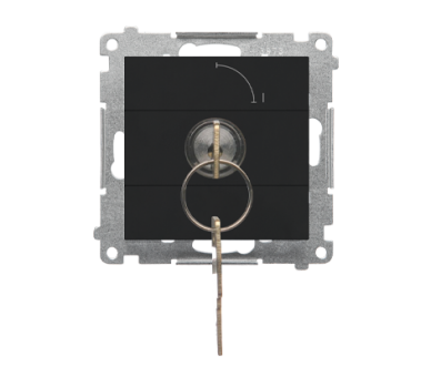Łącznik na kluczyk jednobiegunowy (moduł) 2 pozycyjny 0-I styk N/O, 5 A, 250 V~, Czarny mat Simon 55 TW1K.01/149