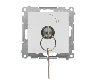 Łącznik na kluczyk chwilowy – przycisk (moduł) 2 pozycyjny 0-I styk N/O, 5 A, 250 V~, Jasnoszary mat Simon 55 TP1K.01/114