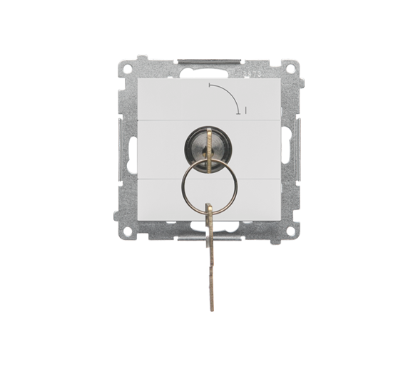 Łącznik na kluczyk chwilowy – przycisk (moduł) 2 pozycyjny 0-I styk N/O, 5 A, 250 V~, Jasnoszary mat Simon 55 TP1K.01/114