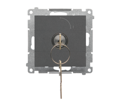 Łącznik na kluczyk chwilowy – przycisk (moduł) 2 pozycyjny 0-I styk N/O, 5 A, 250 V~, Grafitowy mat Simon 55 TP1K.01/116