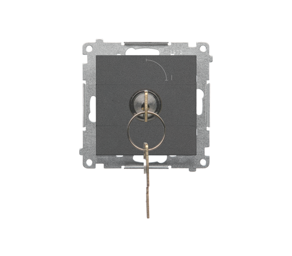 Łącznik na kluczyk chwilowy – przycisk (moduł) 2 pozycyjny 0-I styk N/O, 5 A, 250 V~, Grafitowy mat Simon 55 TP1K.01/116