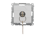 Łącznik na kluczyk chwilowy – przycisk (moduł) 2 pozycyjny 0-I styk N/O, 5 A, 250 V~, Aluminium mat Simon 55 TP1K.01/143