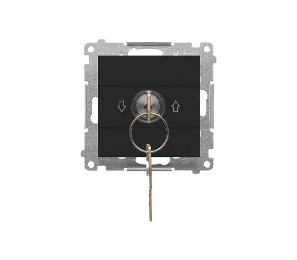 Łącznik na kluczyk roletowy jednobiegunowy (moduł) 3 pozycyjny I-0-II 2 styki N/O, 5 A, 250 V~, Czarny mat Simon 55 TWZK.01/149