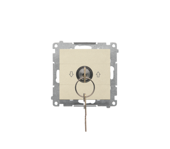 Łącznik na kluczyk roletowy chwilowy – przycisk (moduł) 3 pozycyjny I-0-II 2 styki N/O, 5 A, 250 V~, Szampański mat Simon 55 TPZK.01/144