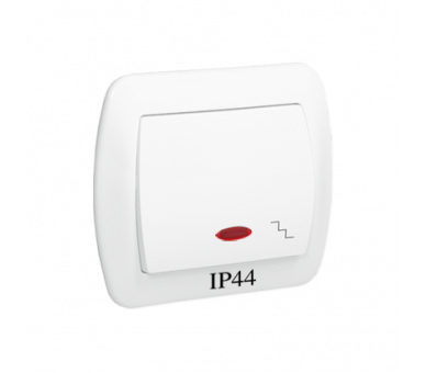 Łącznik schodowy  podświetleniem bryzgoszczelny IP44 biały 10AX AW6BL/11