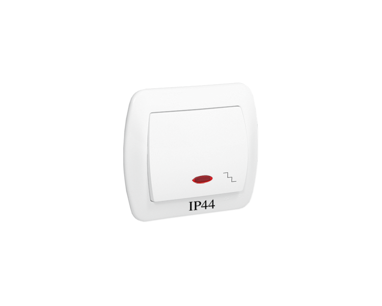Łącznik schodowy  podświetleniem bryzgoszczelny IP44 biały 10AX AW6BL/11