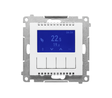 Termostat programowalny z wyświetlaczem z wew/zewn czujnikiem temperatury, bez sondy (moduł) 16(2) A, 230V~, Biały mat Simon 55 TETD1A.01/111