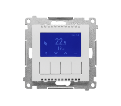 Termostat programowalny z wyświetlaczem z wew/zewn czujnikiem temperatury, bez sondy (moduł) 16(2) A, 230V~, Jasnoszary mat Simon 55 TETD1A.01/114