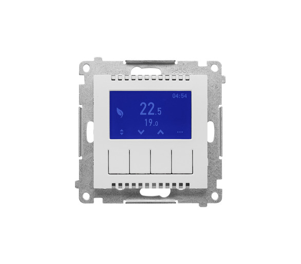 Termostat programowalny z wyświetlaczem z wew/zewn czujnikiem temperatury, bez sondy (moduł) 16(2) A, 230V~, Jasnoszary mat Simon 55 TETD1A.01/114