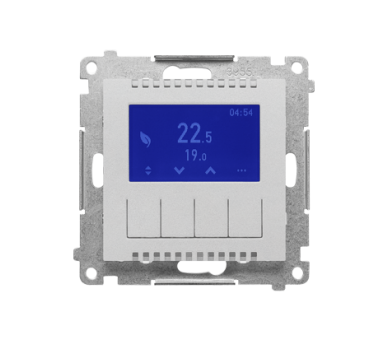 Termostat programowalny z wyświetlaczem z wew/zewn czujnikiem temperatury, bez sondy (moduł) 16(2) A, 230V~, Aluminium mat Simon 55 TETD1A.01/143